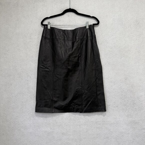 Jaclyn Smith Dresses & Skirts - Jaclyn Smith Leather Skirt Womens 8 Black Knee Length Lined Side Zip Pencil